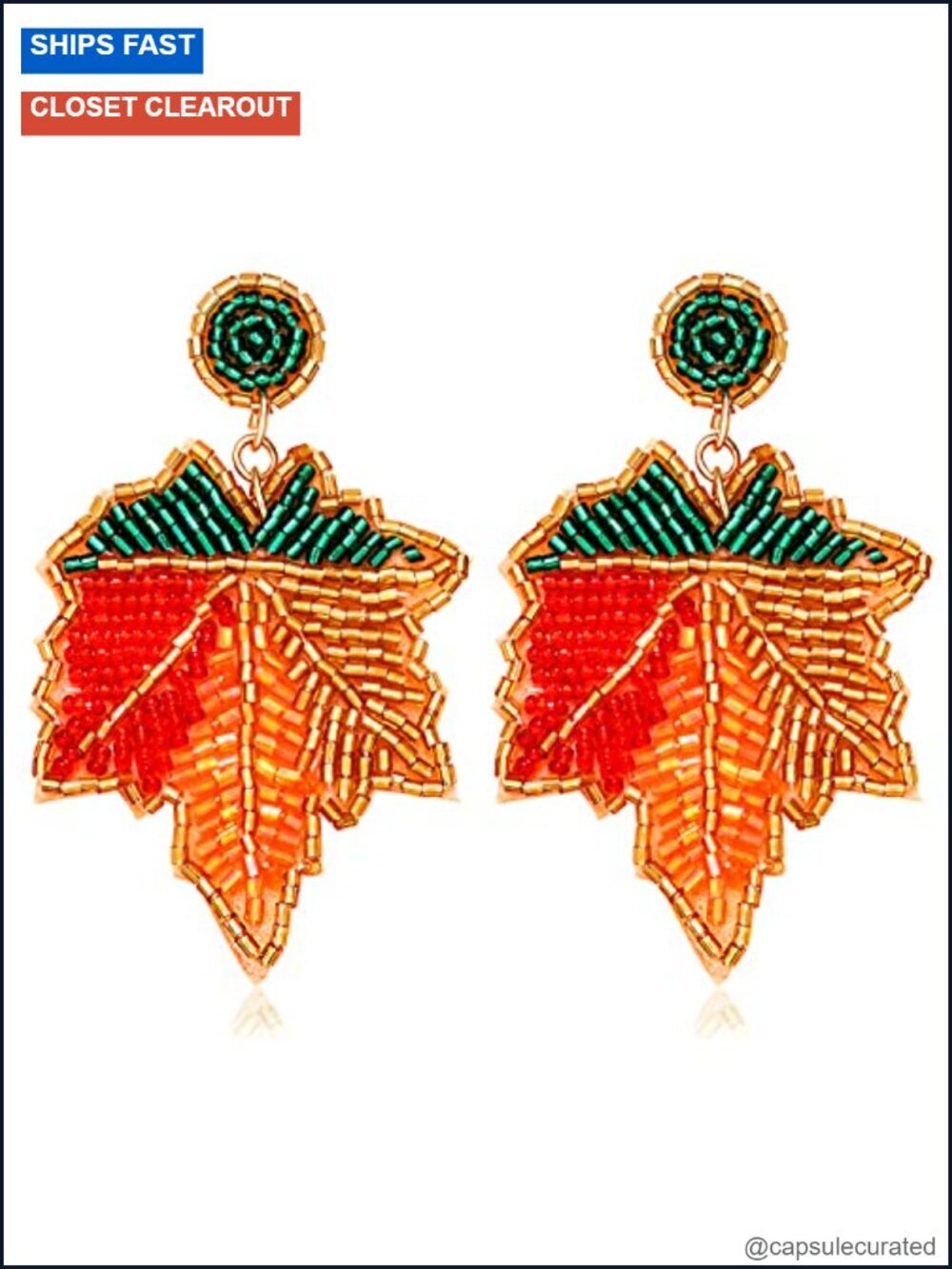Beaded Drop Dangle Earrings Handmade Thanksgiving Fall Pumpkin Turkey Maple